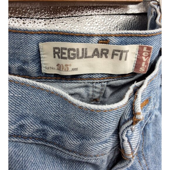 Levis 505 Regular Fit Jeans Mens Size 42x30 Light Blue Denim Classic Straight Le - Picture 3 of 6
